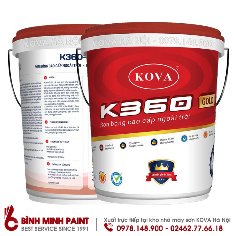 Để biết thêm về giá sơn Kova K360 ngoài trời, mời quý khách ghé qua xem các hình ảnh của sản phẩm và cùng đánh giá những ưu điểm nổi bật của sản phẩm này.