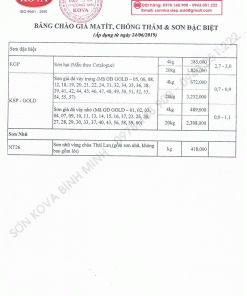 Bảng Giá Sơn Kova Mới Nhất Năm 2019 - 2020