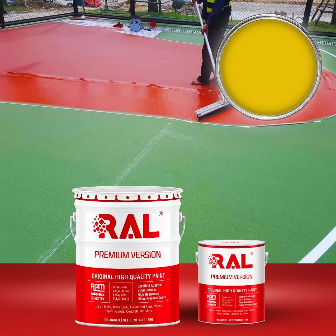 Sơn sân pickleball PU tự san RAL SPORT SHIELD SL 1023 1 B26 Son san the thao PU tu san RAL 1023 1