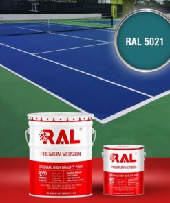 Sơn sân pickleball Epoxy hệ lăn RAL SPORT GUARD 5021 3 B30 Son san the thao Epoxy he lan RAL 5021 1