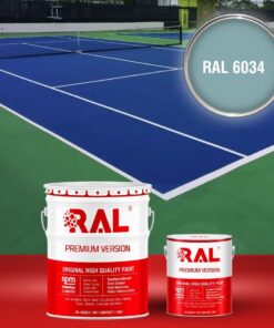 Sơn sân pickleball Epoxy hệ lăn RAL SPORT GUARD 6034 3 B30 Son san the thao Epoxy he lan RAL 6034 1