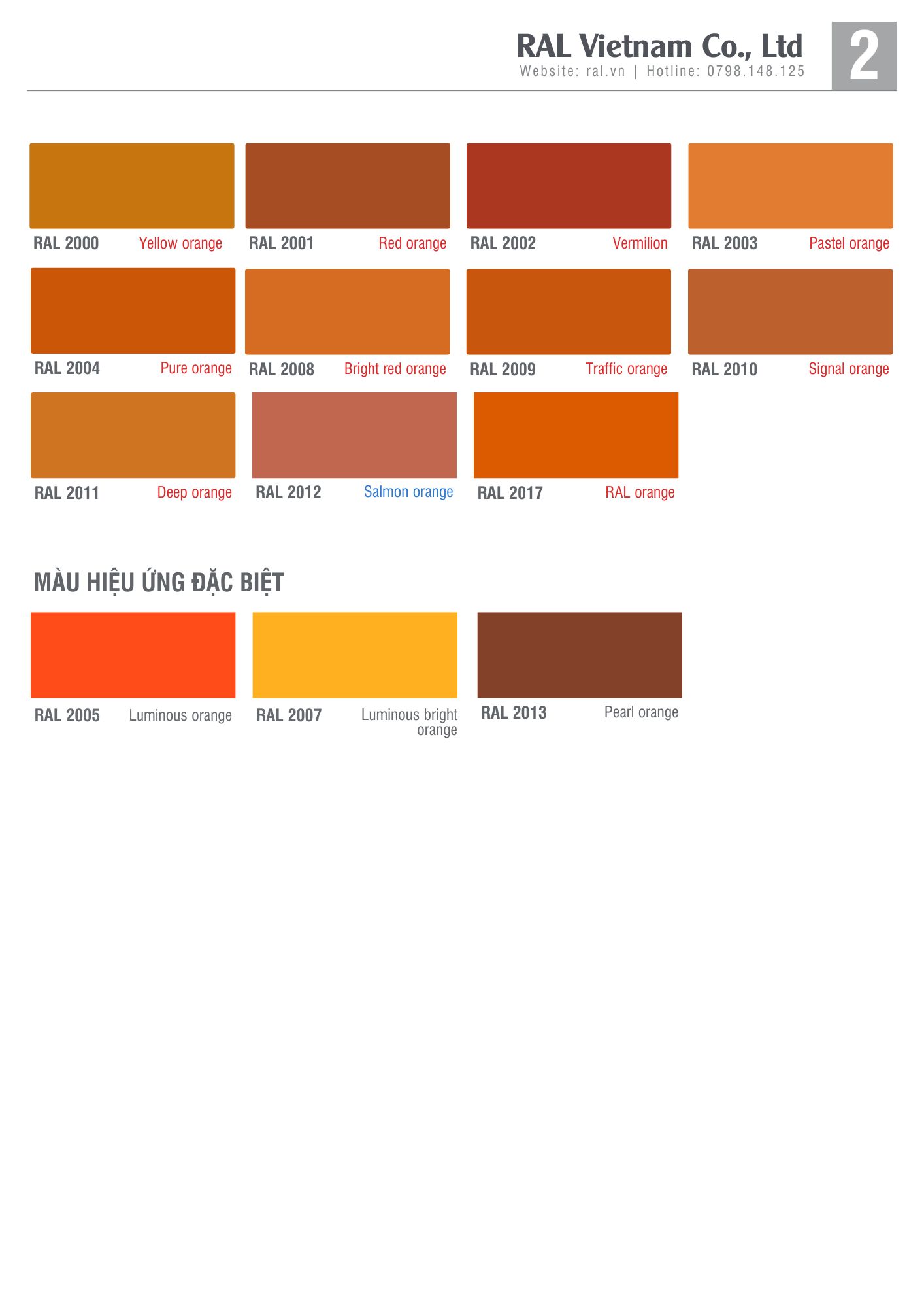 Bảng Màu Sơn Epoxy RAL Nhóm Màu Cam – Chuẩn Màu Sơn Epoxy Quốc Tế 1 bang mau son epoxy ral nhom mau cam1