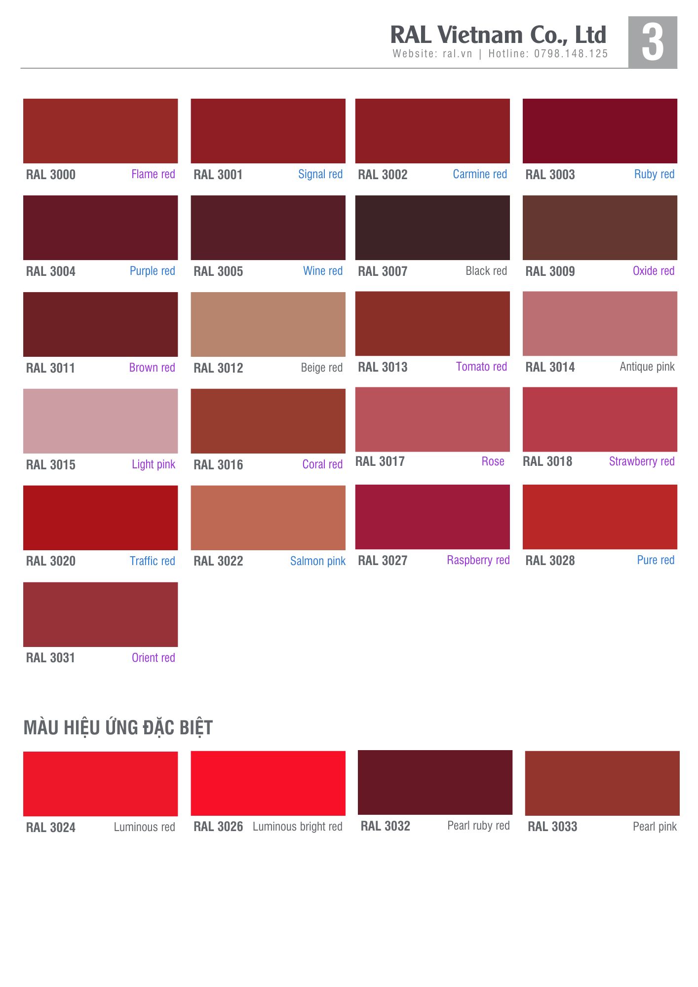 Bảng Màu Sơn Epoxy RAL Nhóm Màu Đỏ – Chuẩn Màu Sơn Epoxy Quốc Tế 1 bang mau son epoxy ral nhom mau do1